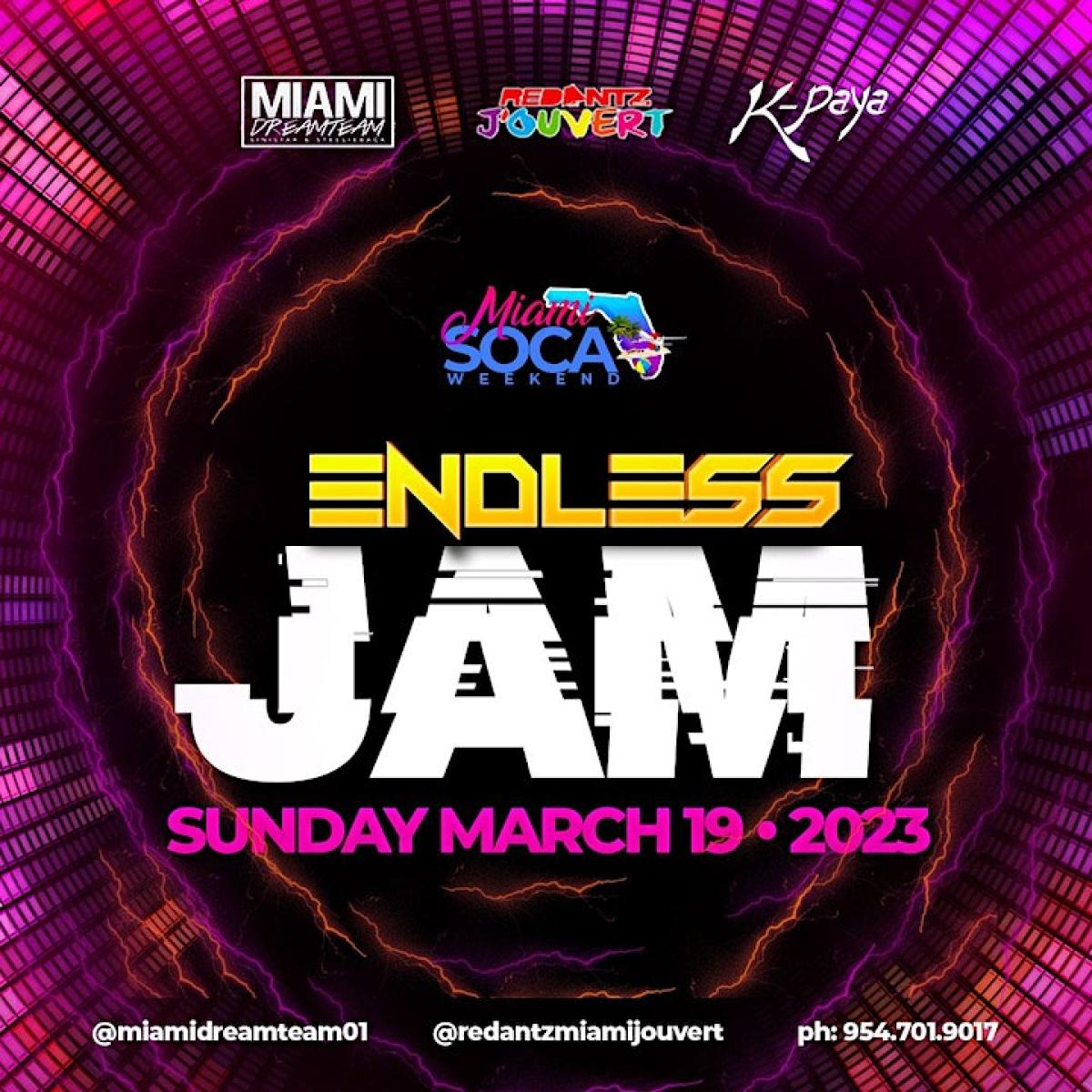 Endless Jam- Miami Soca Weekend flyer or graphic.