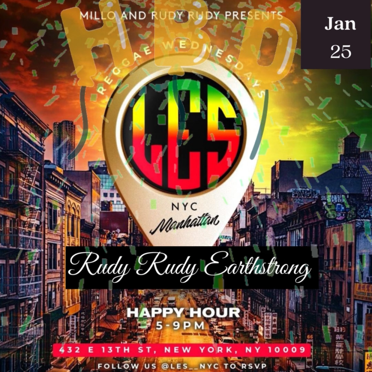 L.E.S - Rudy Birthday flyer or graphic.