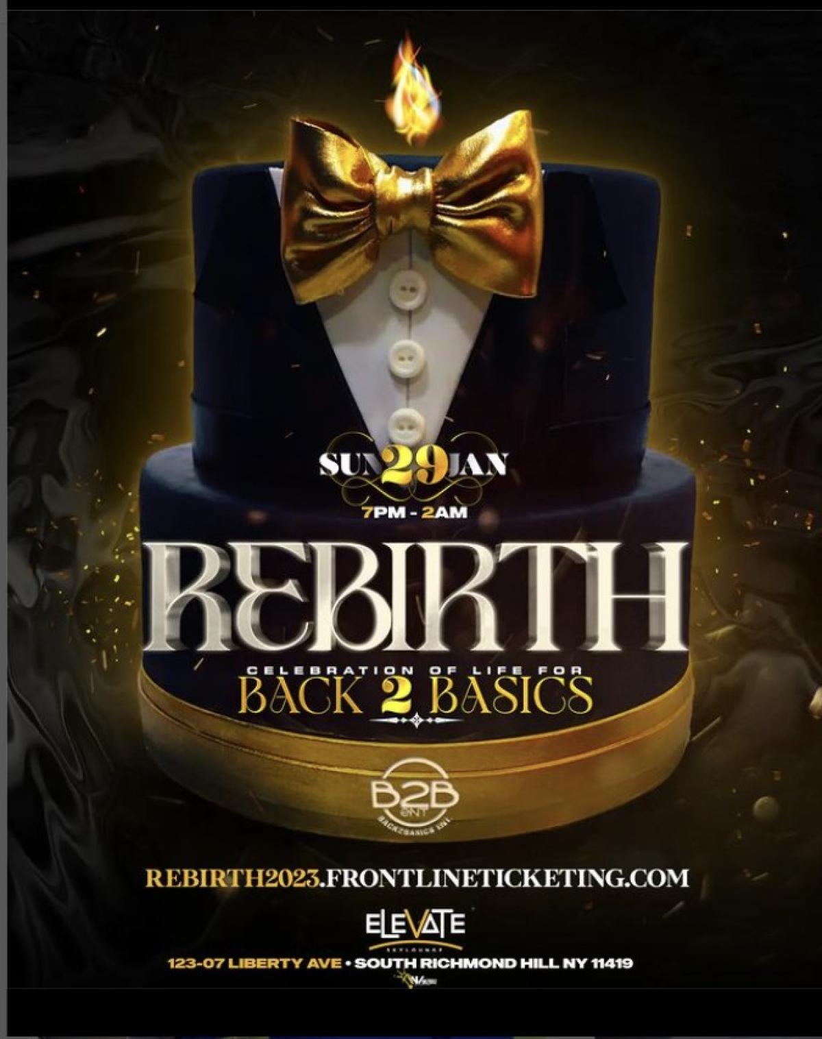 Rebirth flyer or graphic.