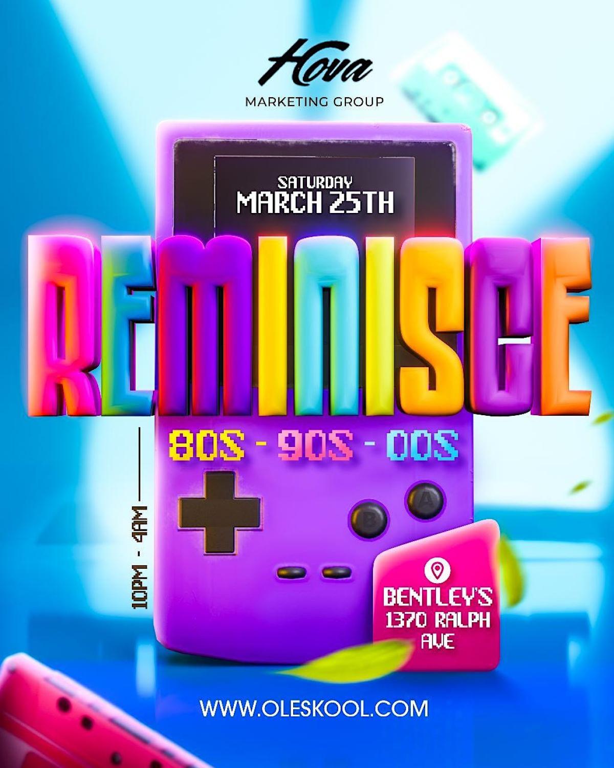 Reminisce- {80s - 90s - 00s} Party flyer or graphic.