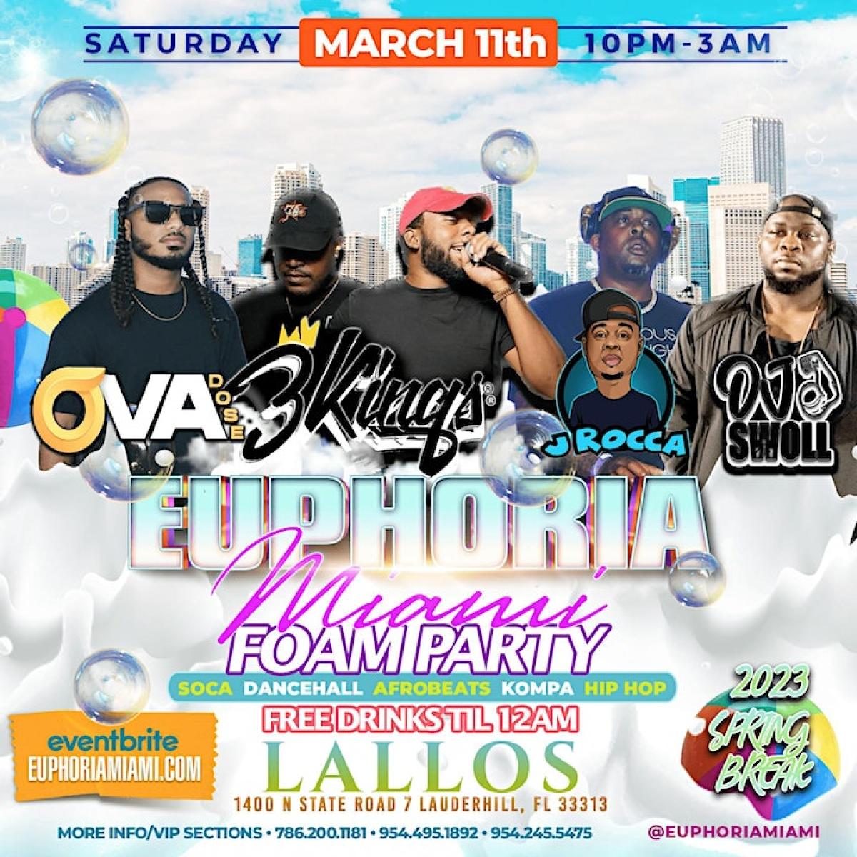 Euphoria Miami : Foam Party flyer or graphic.