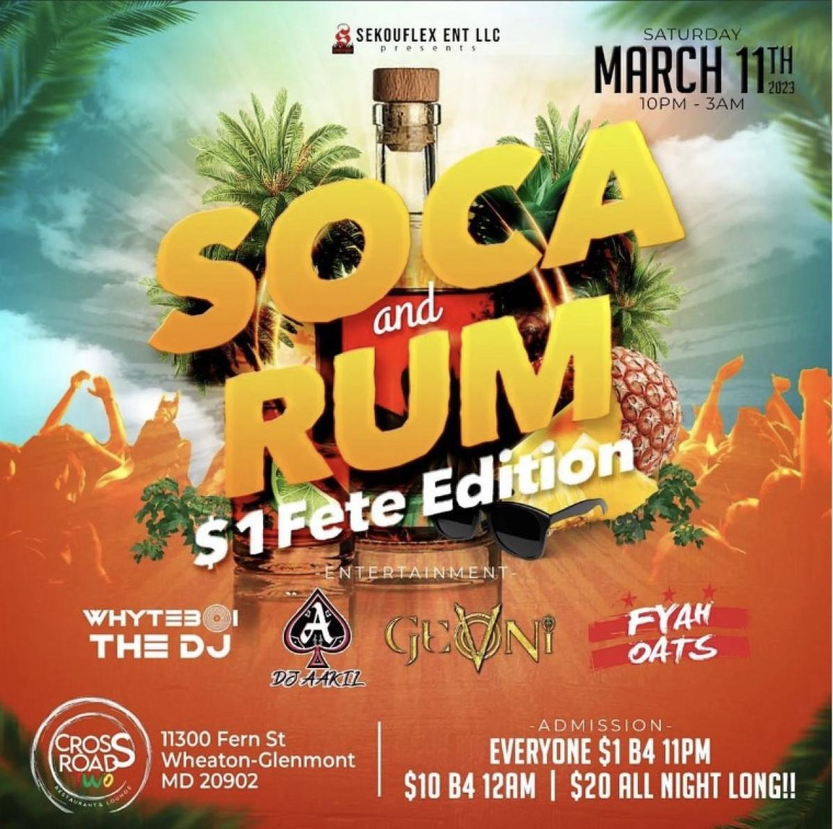 Soca & Rum flyer or graphic.