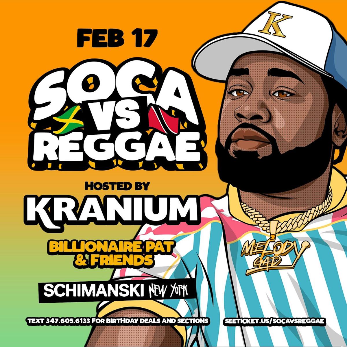 Soca Vs Reggae flyer or graphic.