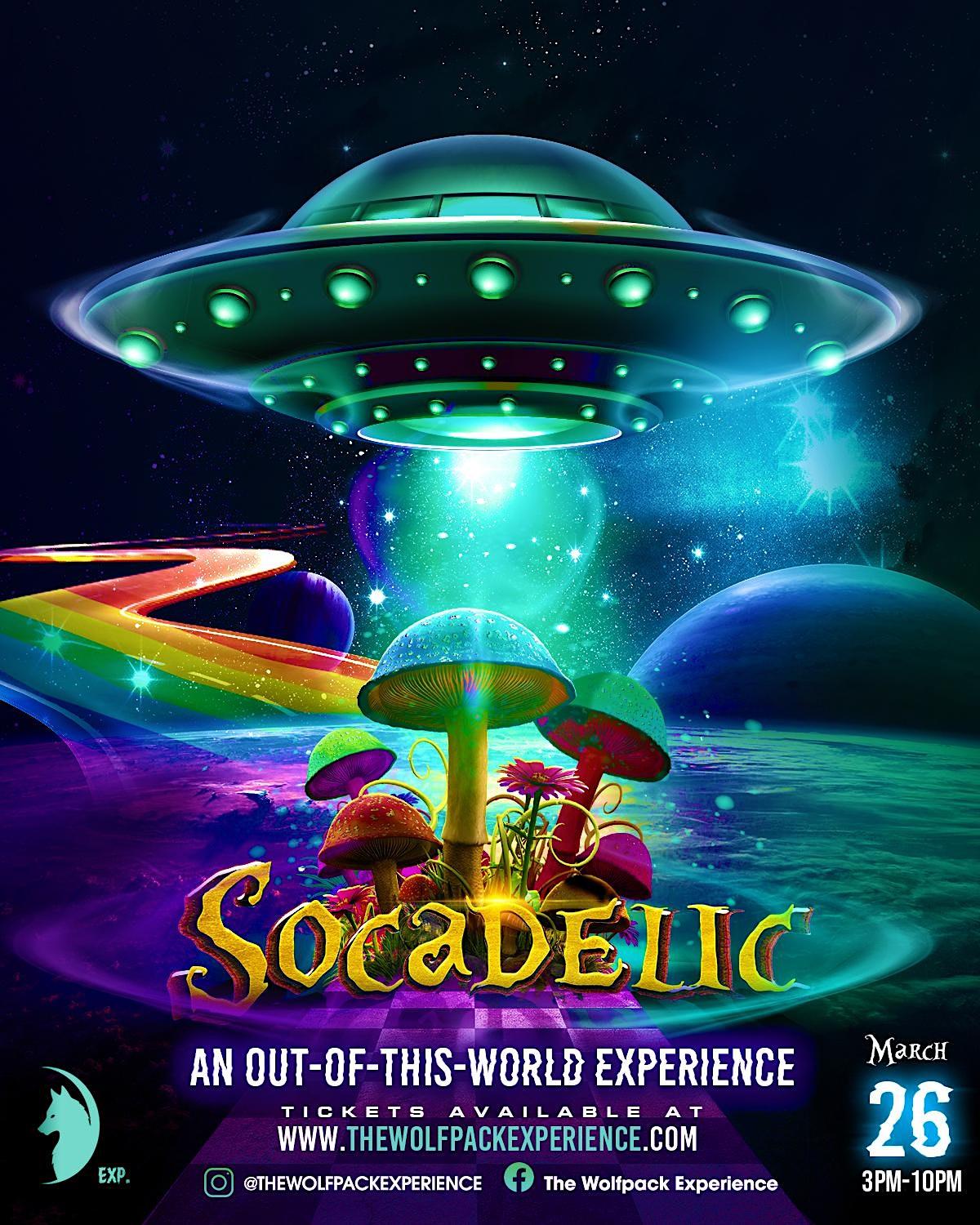 Socadelic flyer or graphic.