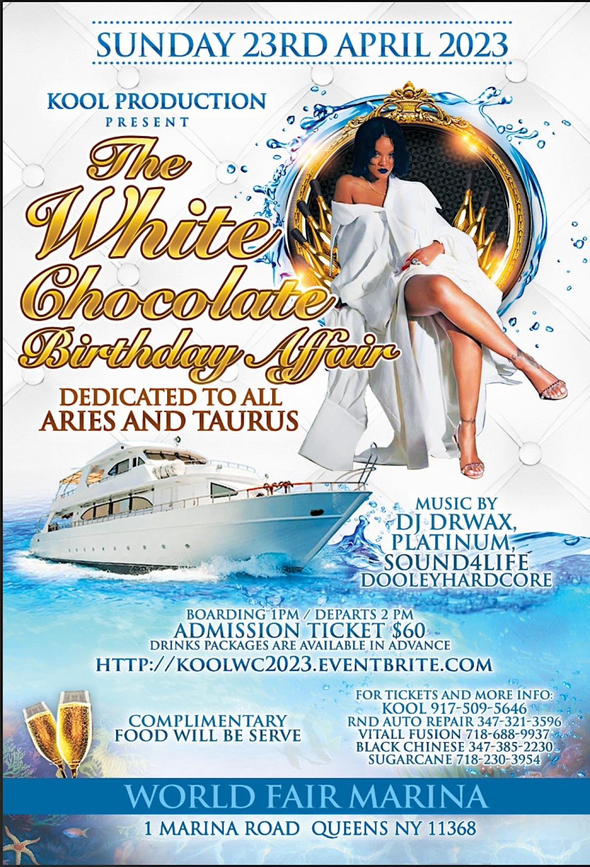 White Chocolate Yacht Cruise flyer or graphic.