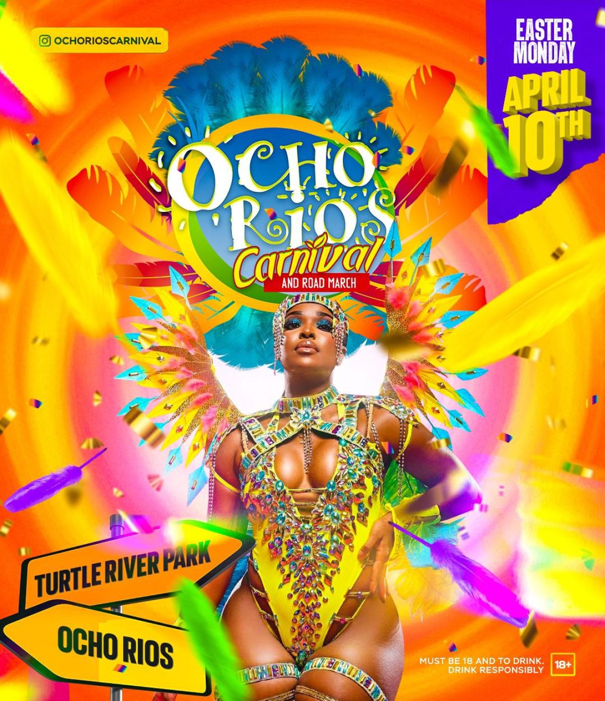 Ocho Rios Carnival and Road March flyer or graphic.