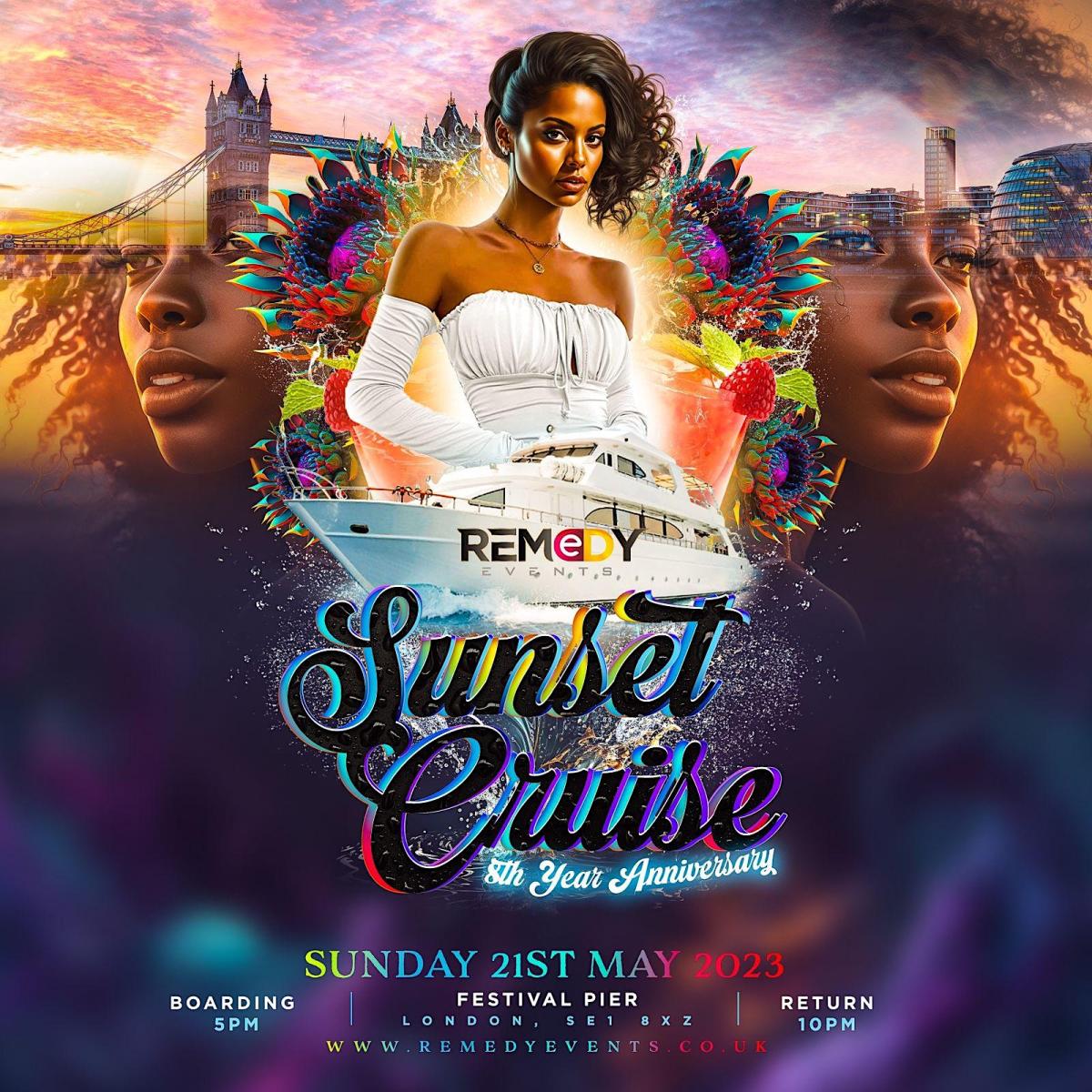 Sunset Cruise  flyer or graphic.