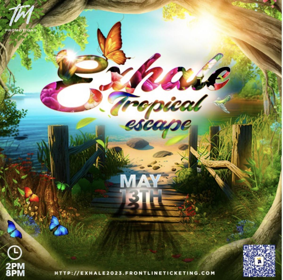 Exhale: Tropical Escape flyer or graphic.