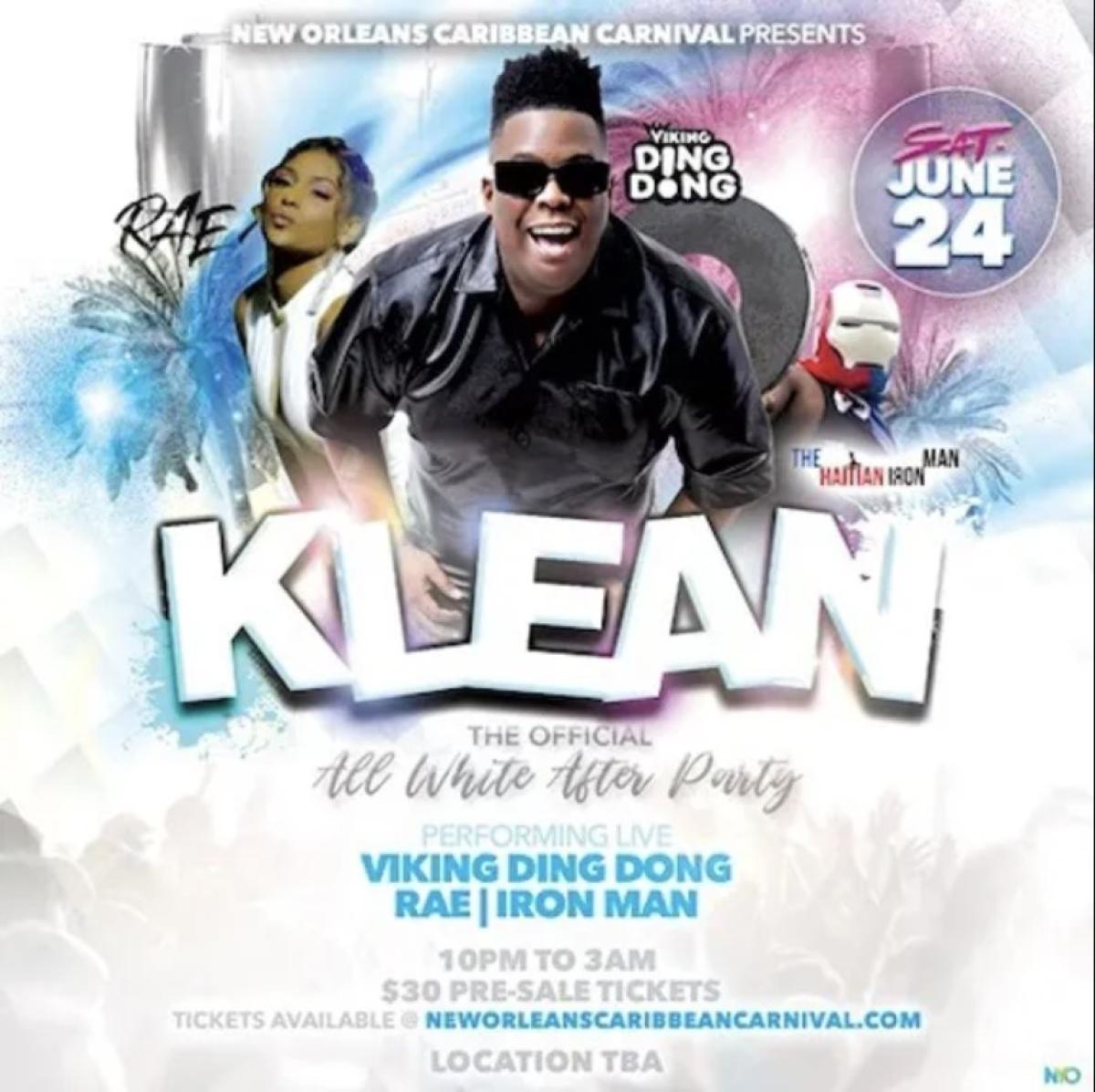 Klean - All-White After Party flyer or graphic.