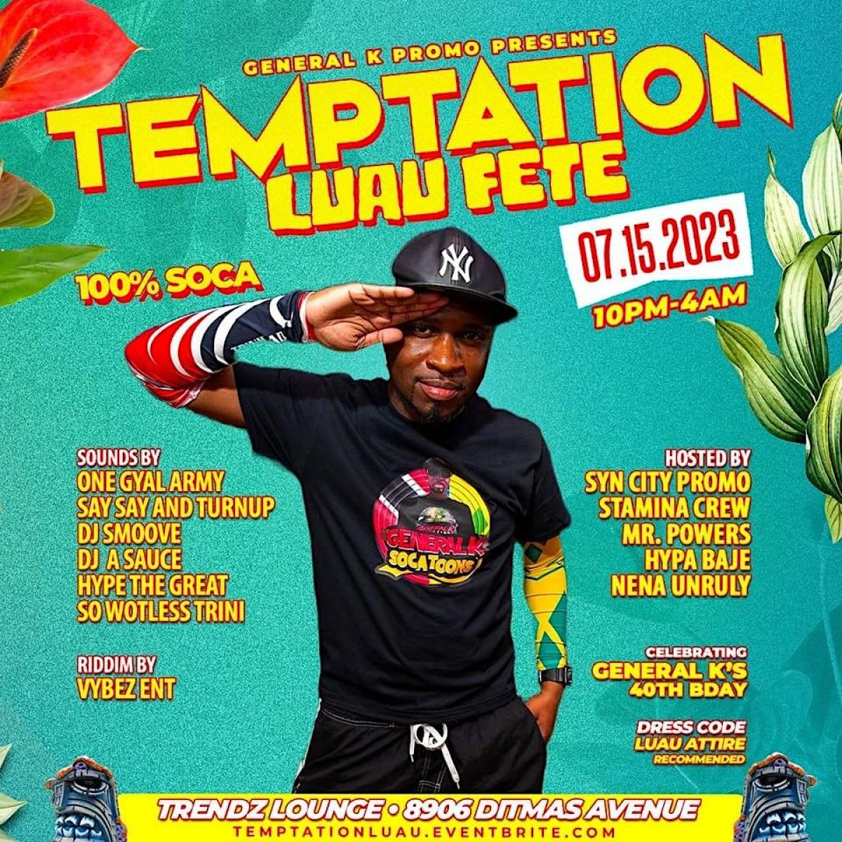 Temptation: Luau Fete flyer or graphic.