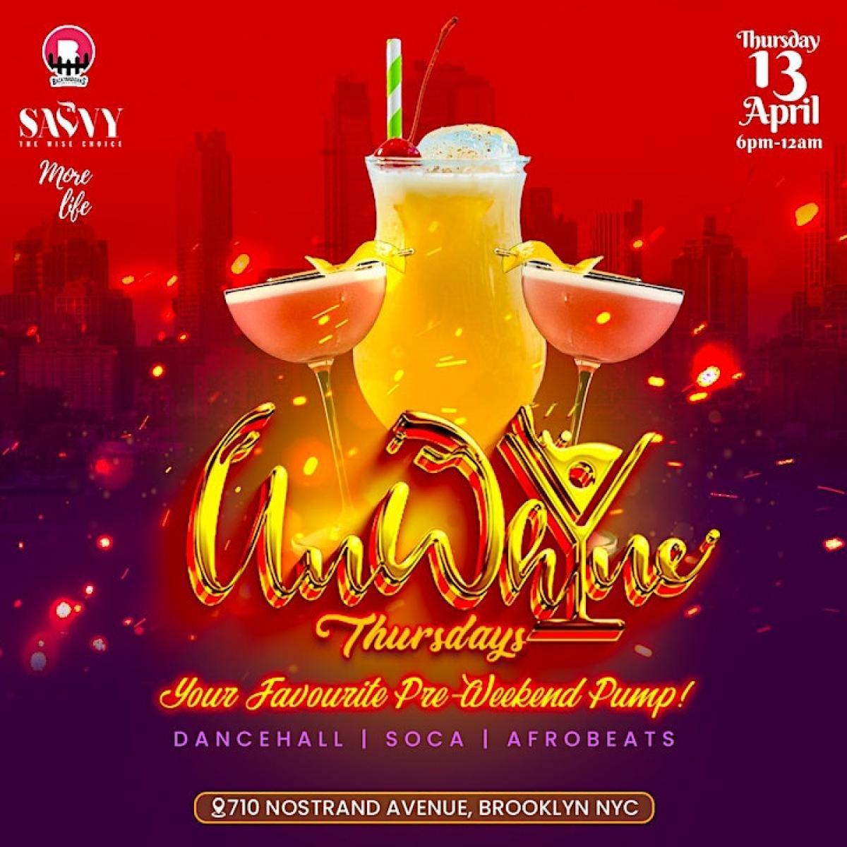 UnWhine Thursdays! flyer or graphic.