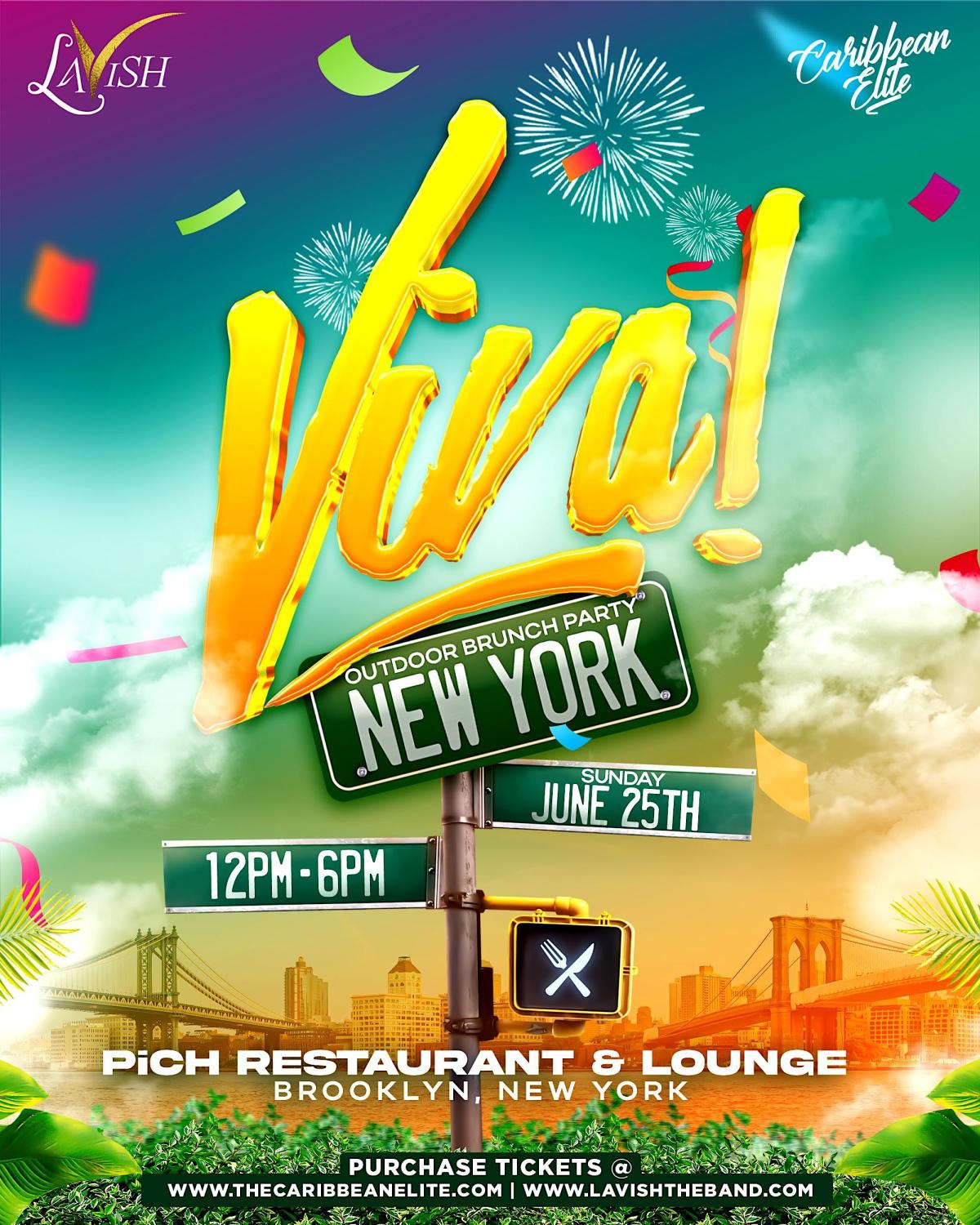 Viva! Brunch Party New York Jun 25, 2023 FETE LIST, Soca Events