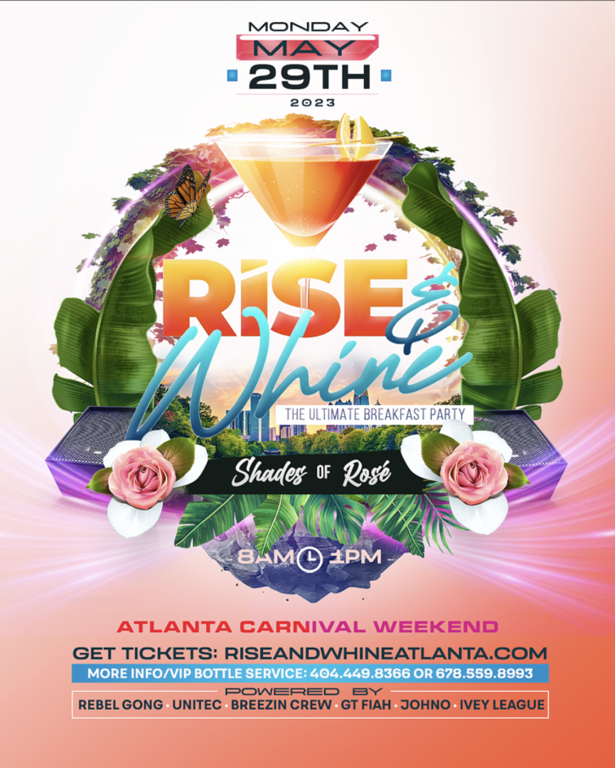 Rise & Whine Shades Of Rose flyer or graphic.