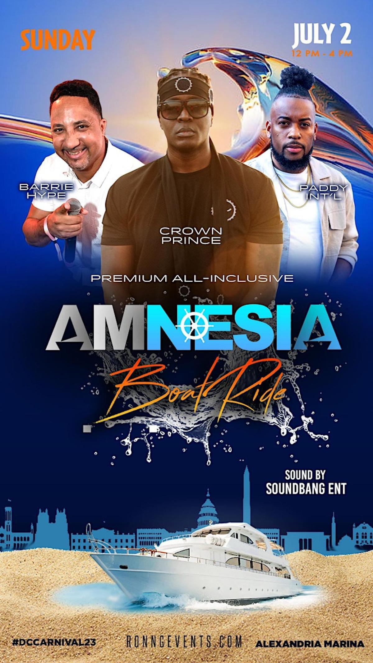 Amnesia Boat Party flyer or graphic.