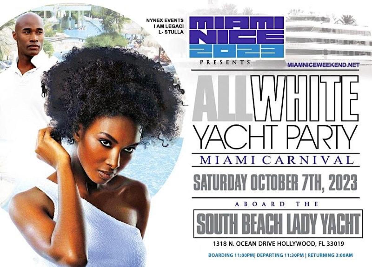 Annual All White Yacht Party flyer or graphic.