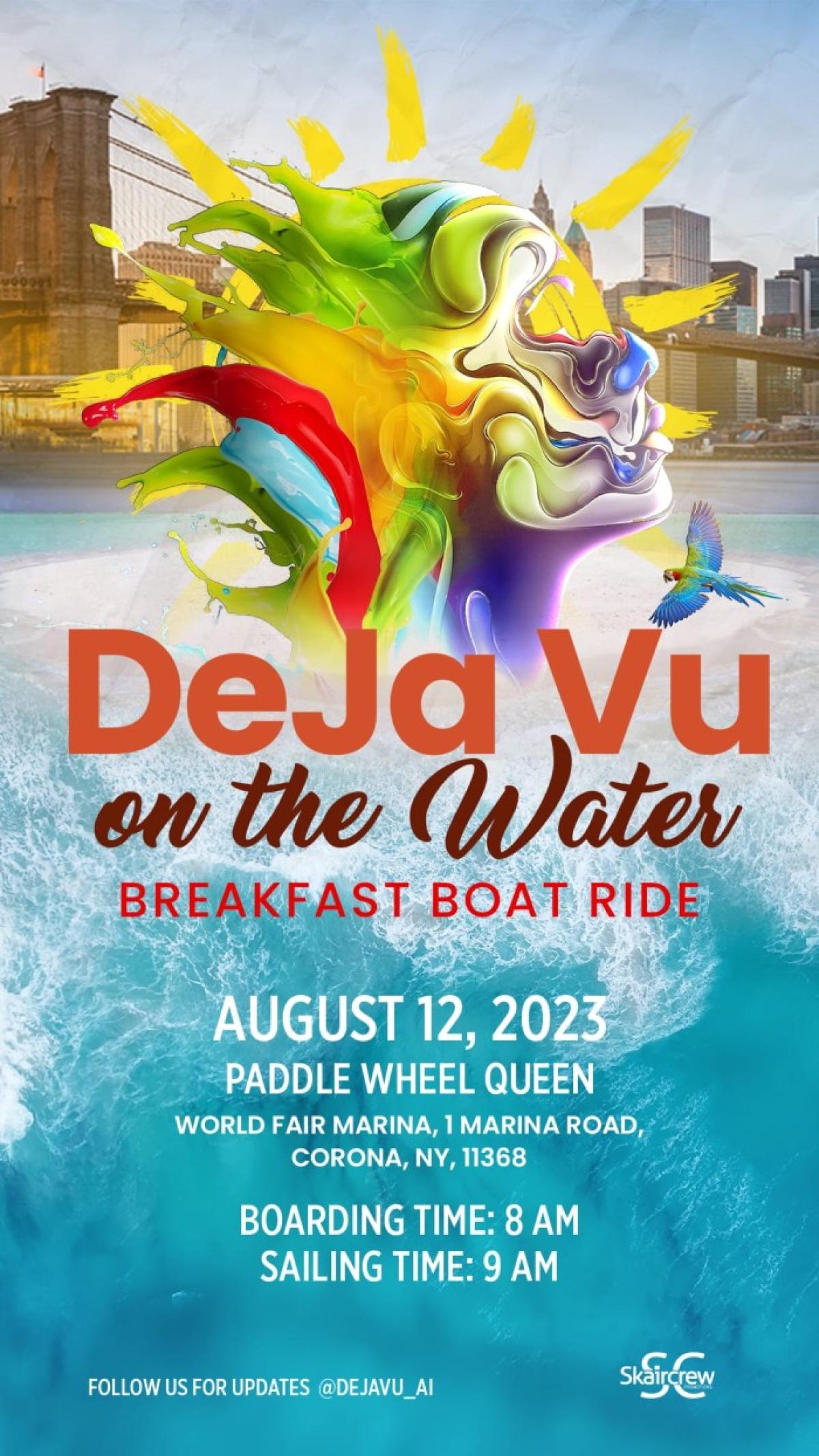 DeJa Vu On The Water Breakfast Boat Ride flyer or graphic.