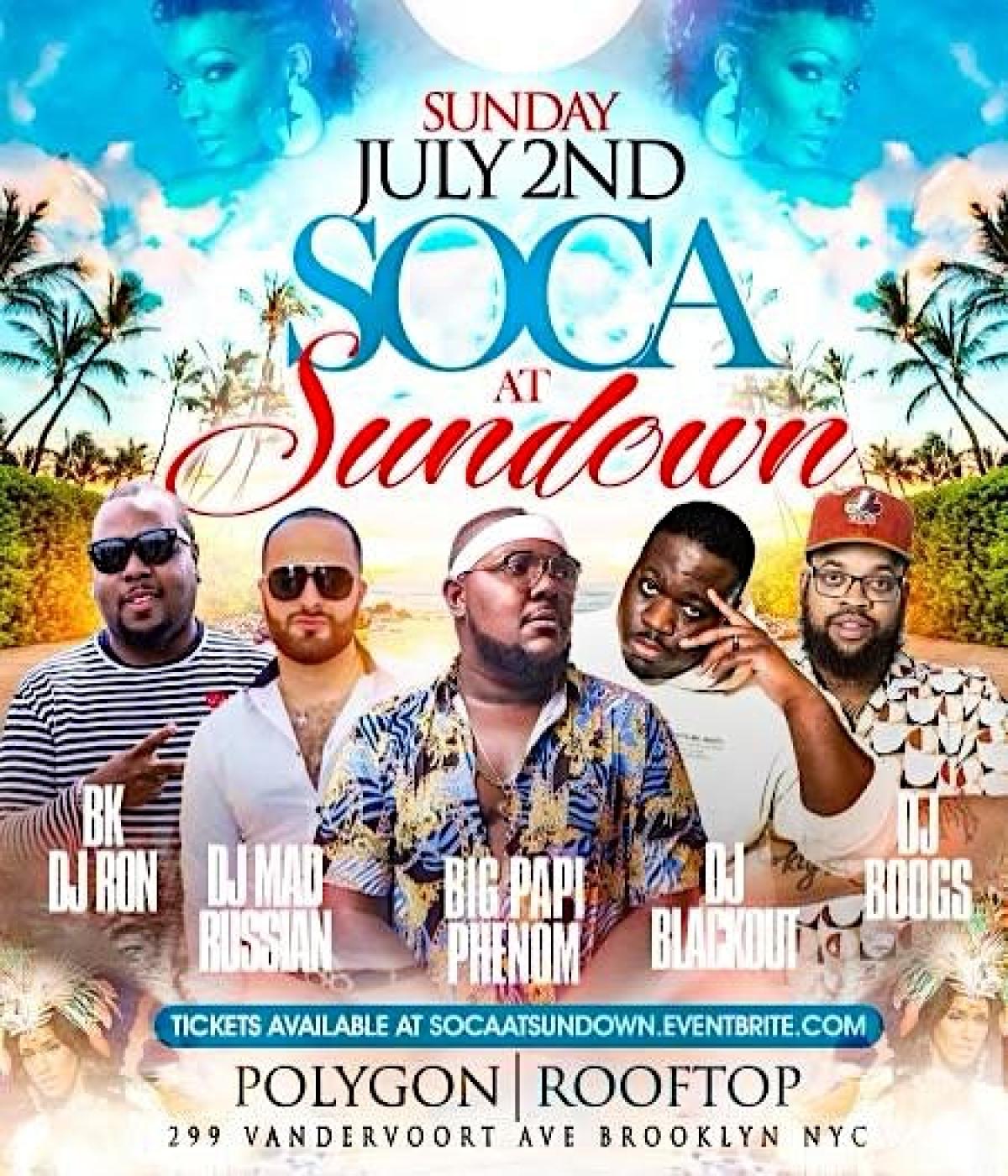 Soca At Sundown  flyer or graphic.