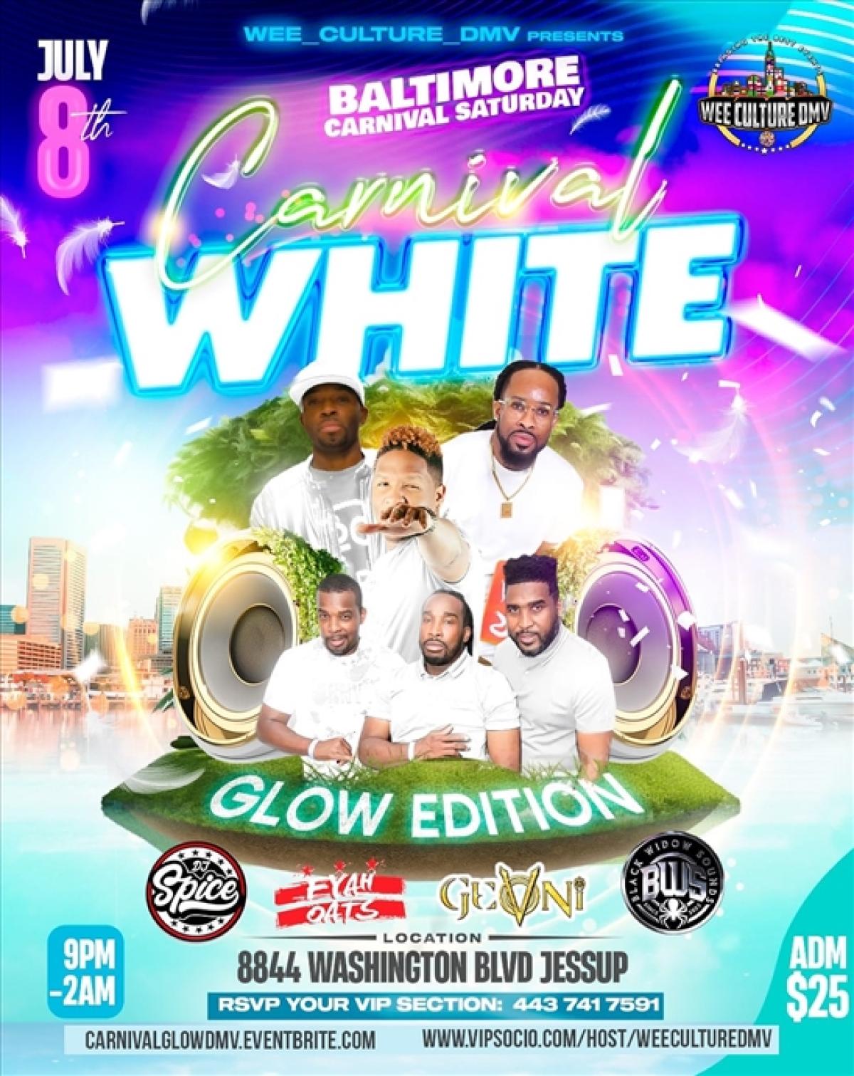  White Carnival Glow Edition flyer or graphic.