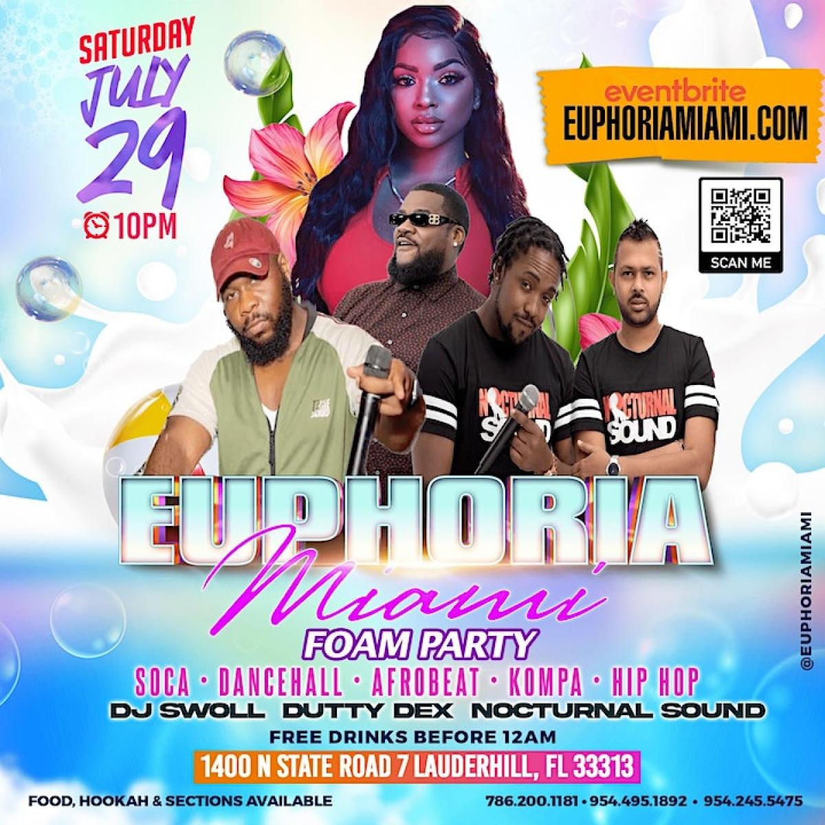 Euphoria Miami : Foam Party flyer or graphic.