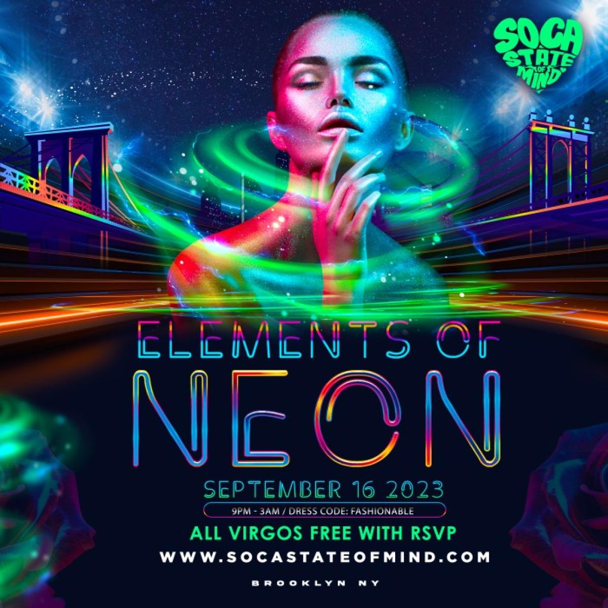 Elements Of Neon flyer or graphic.