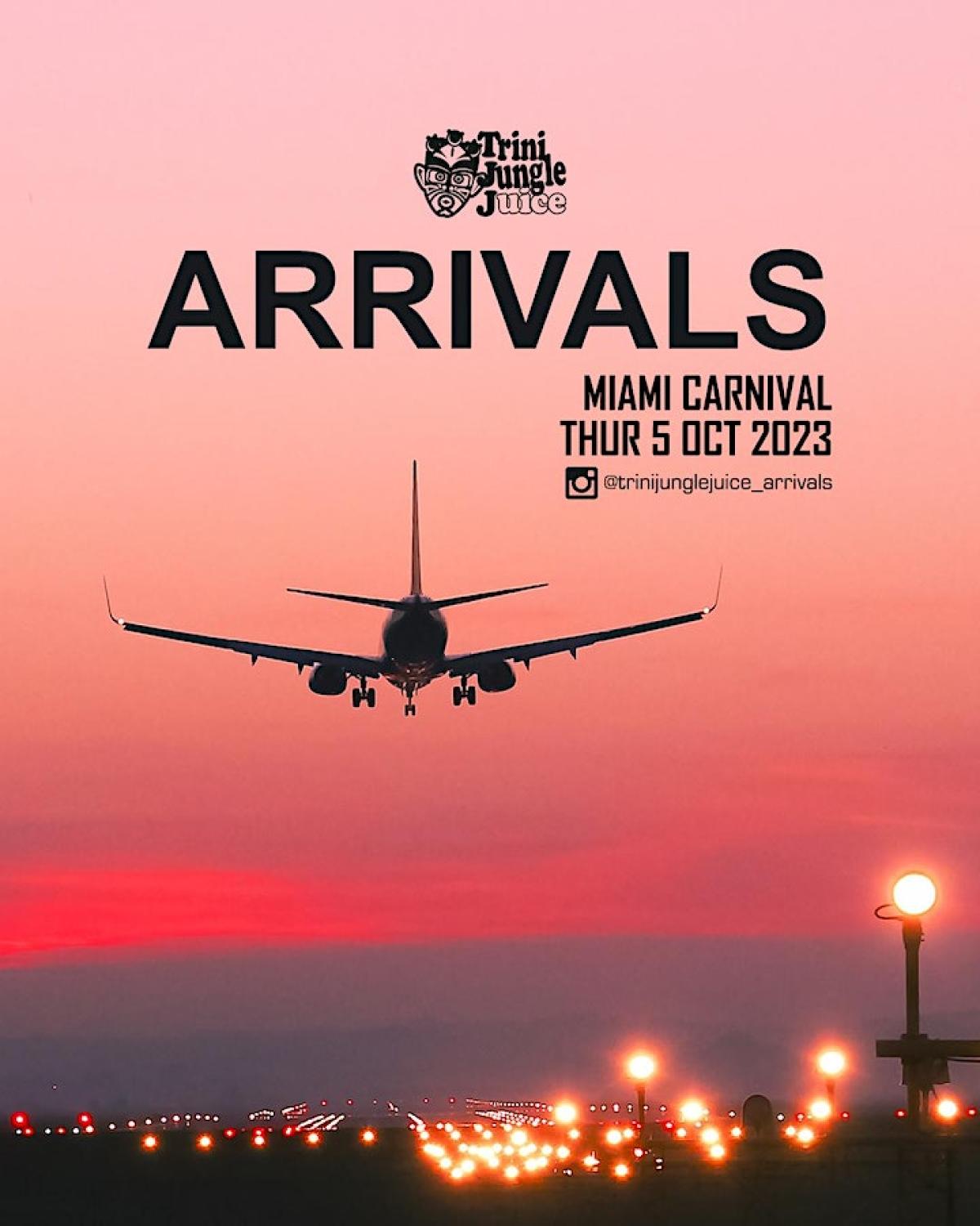 Arrivals flyer or graphic.