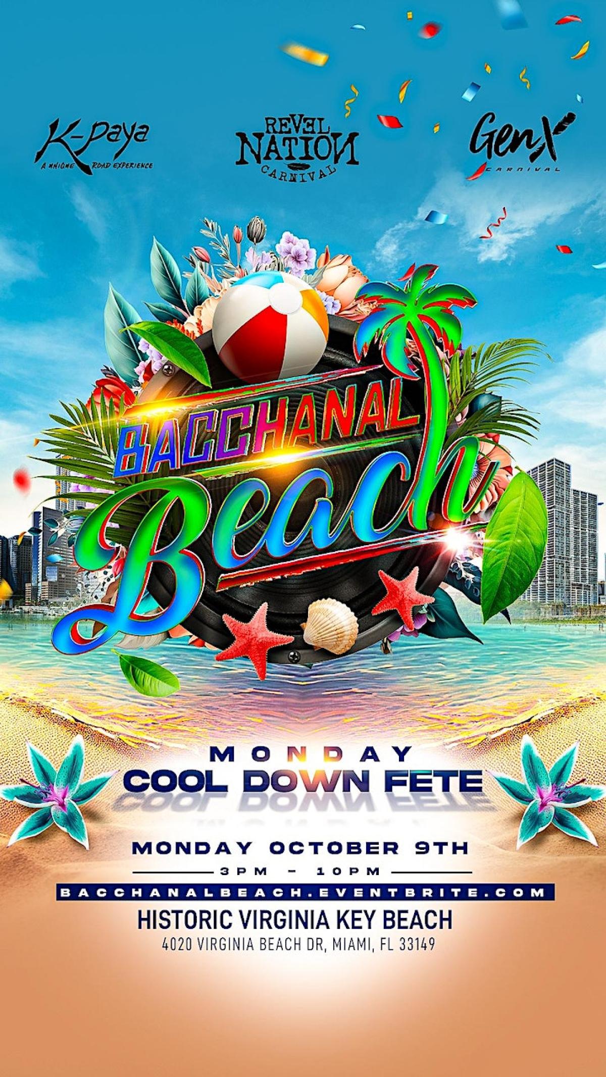 Bacchanal Beach flyer or graphic.