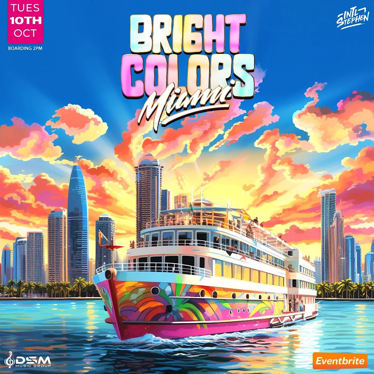 Bright Colors Boatride flyer or graphic.