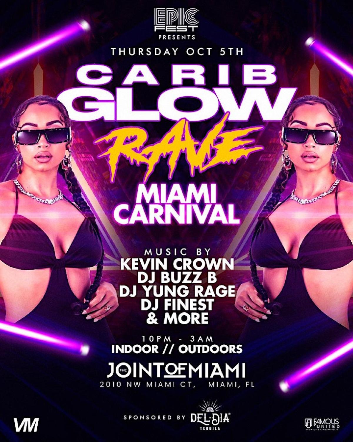 Carib Glow Rave flyer or graphic.