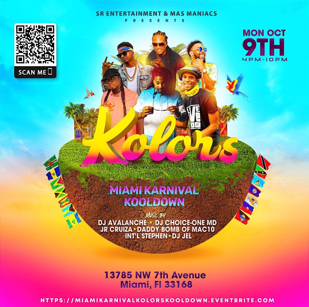 Kolors “Miami Carnival Kool Down” flyer or graphic.