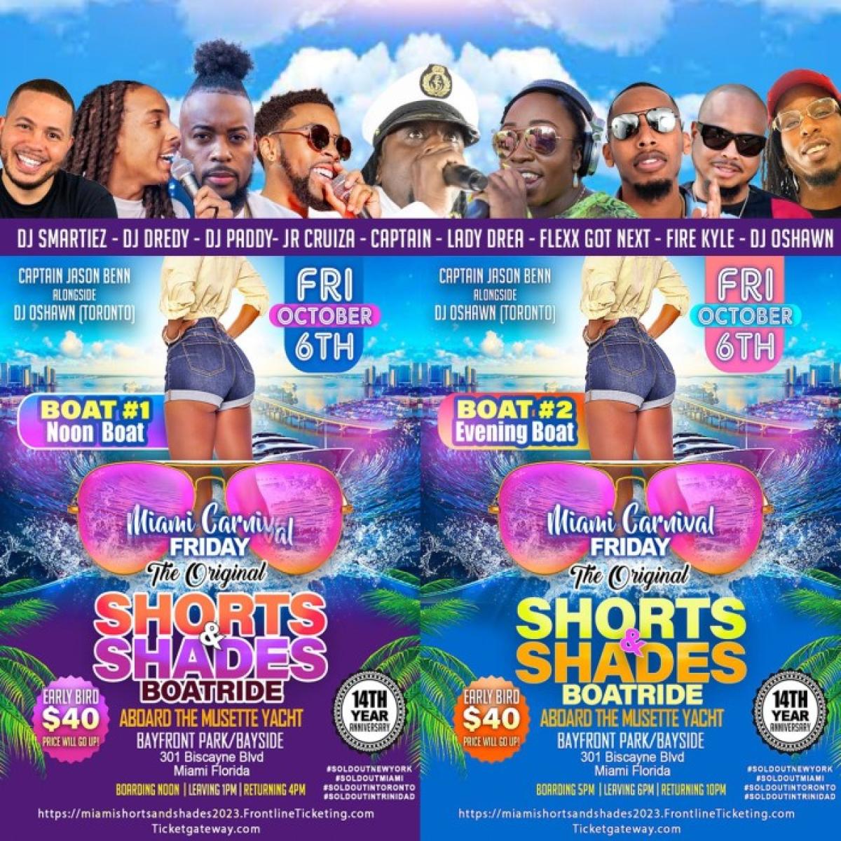 Miami Shorts And Shades Boat 1/ Boat 2 flyer or graphic.