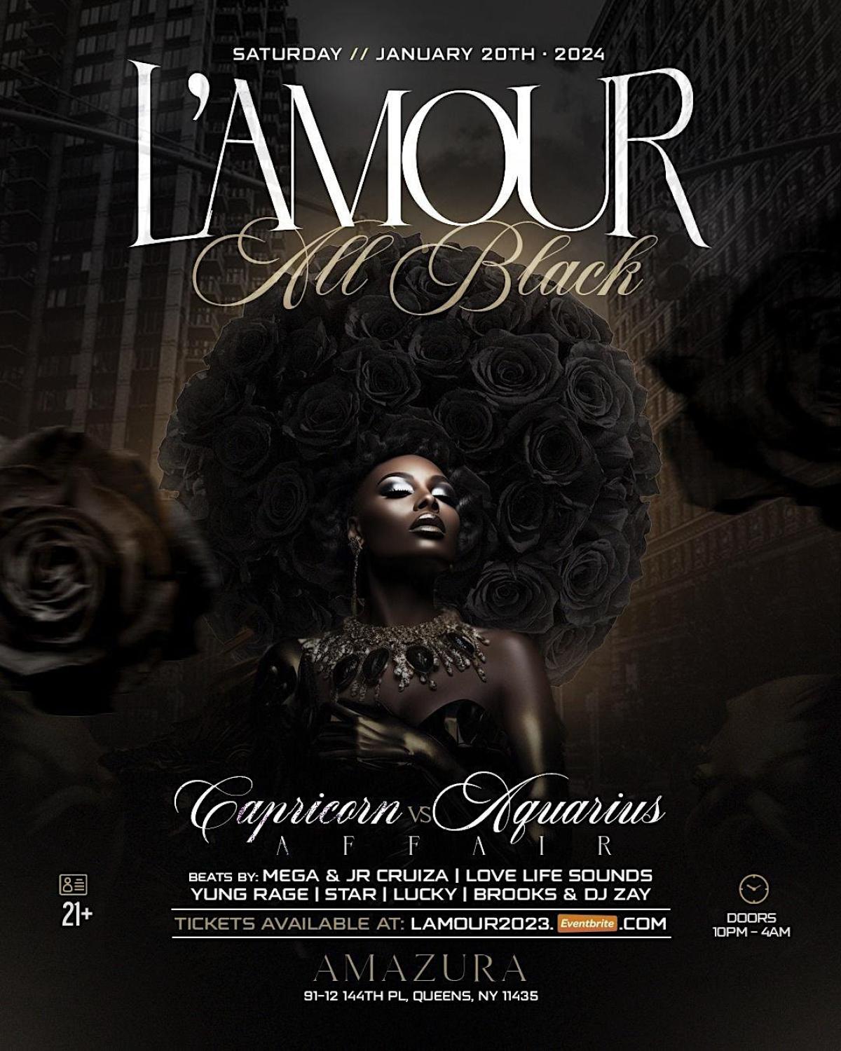 L'amour All Black Affair flyer or graphic.