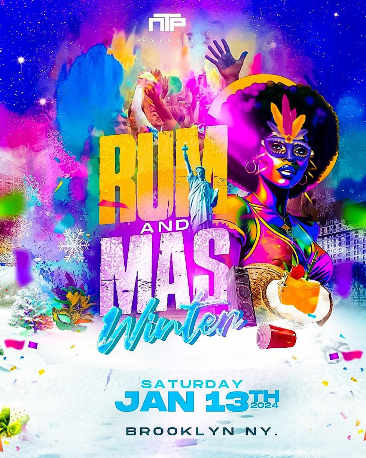 Rum & Mas Winter flyer or graphic.