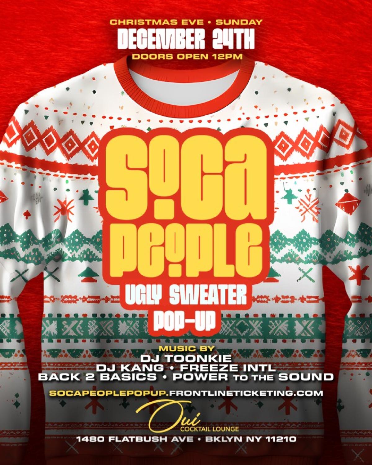 Soca People PopUp - Christmas Eve flyer or graphic.