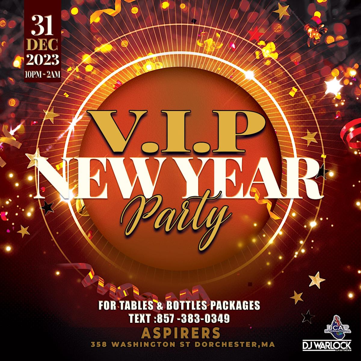 VIP New Year's Party flyer or graphic.