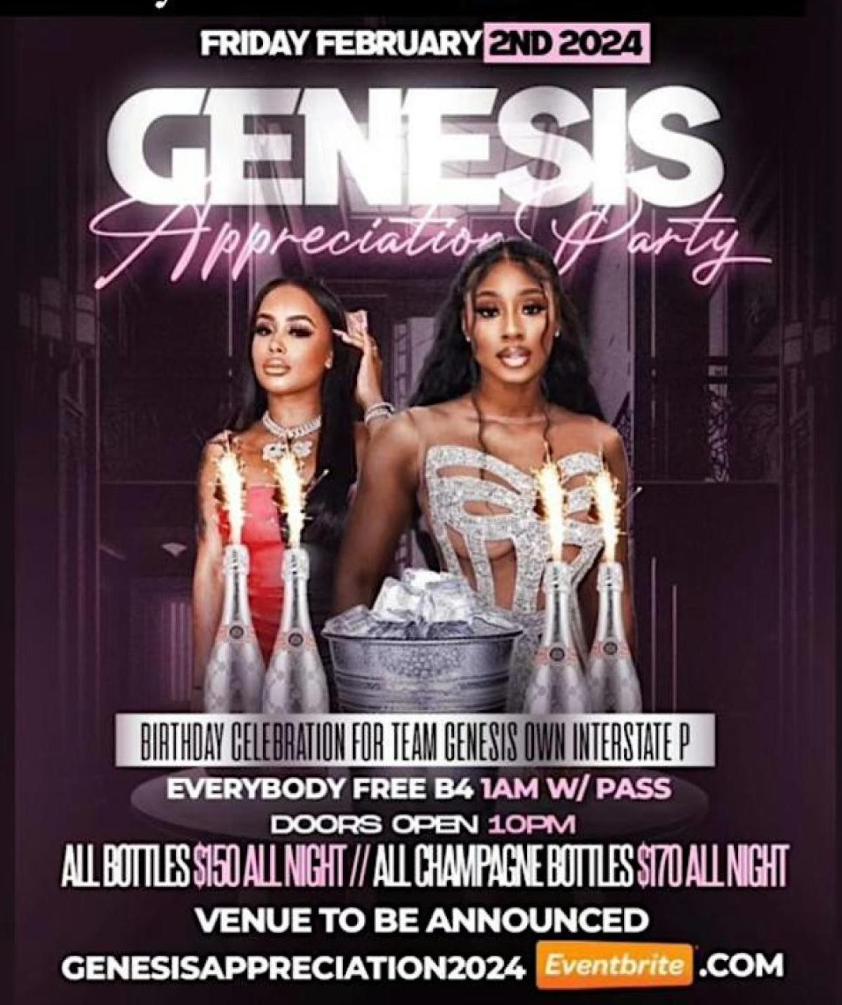 Genesis Appreciation Party flyer or graphic.