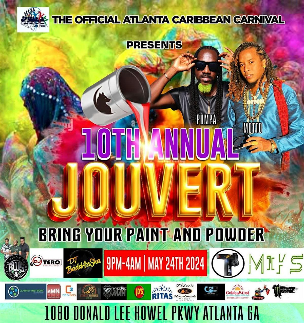 Atlanta Caribbean Carnival 10th Annual Jouvert flyer or graphic.