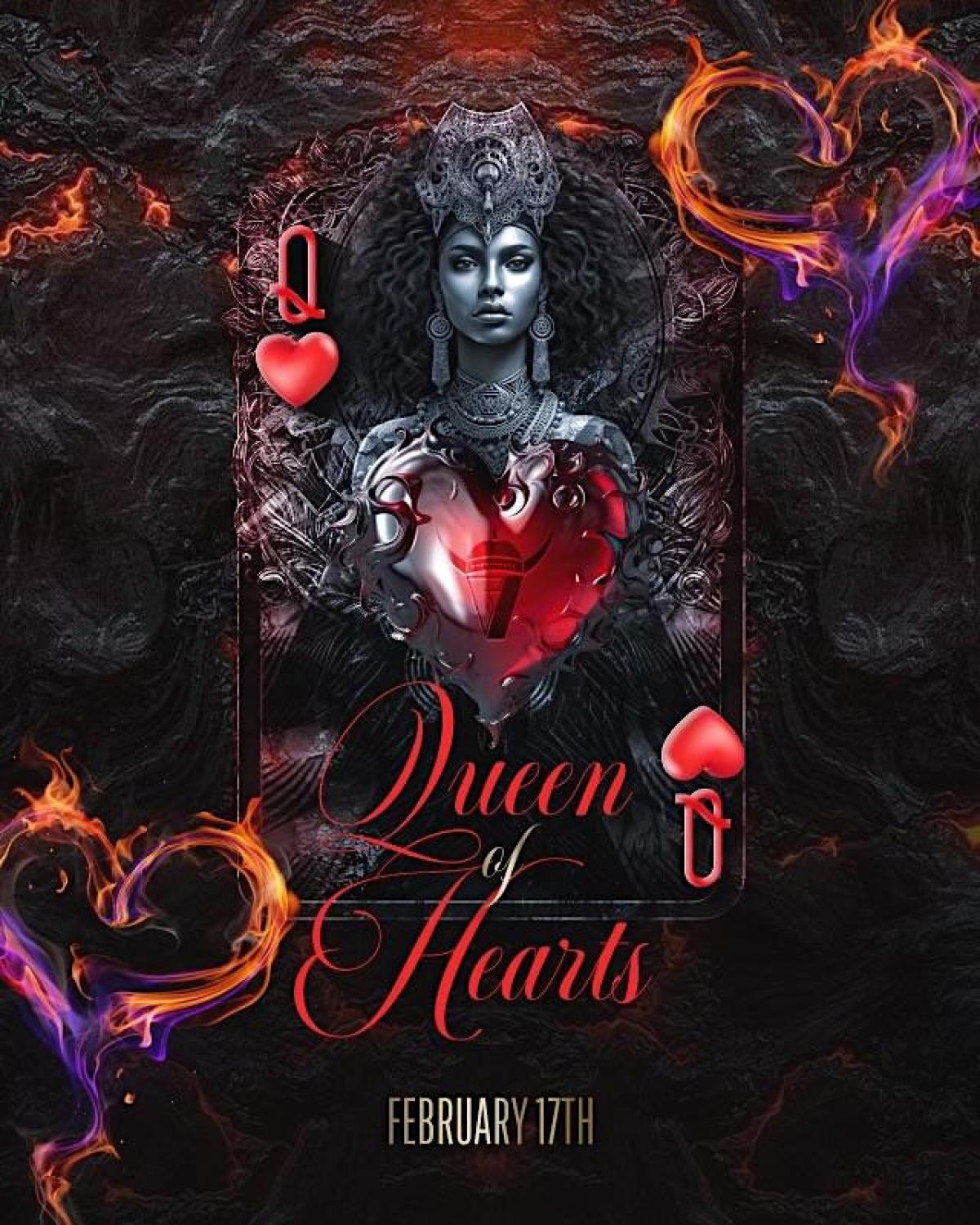 Queen of Hearts flyer or graphic.