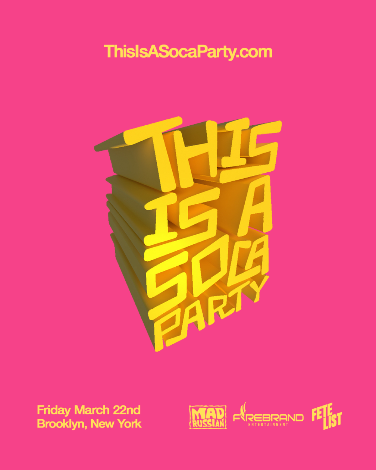 This is a SOCA Party (March) flyer or graphic.