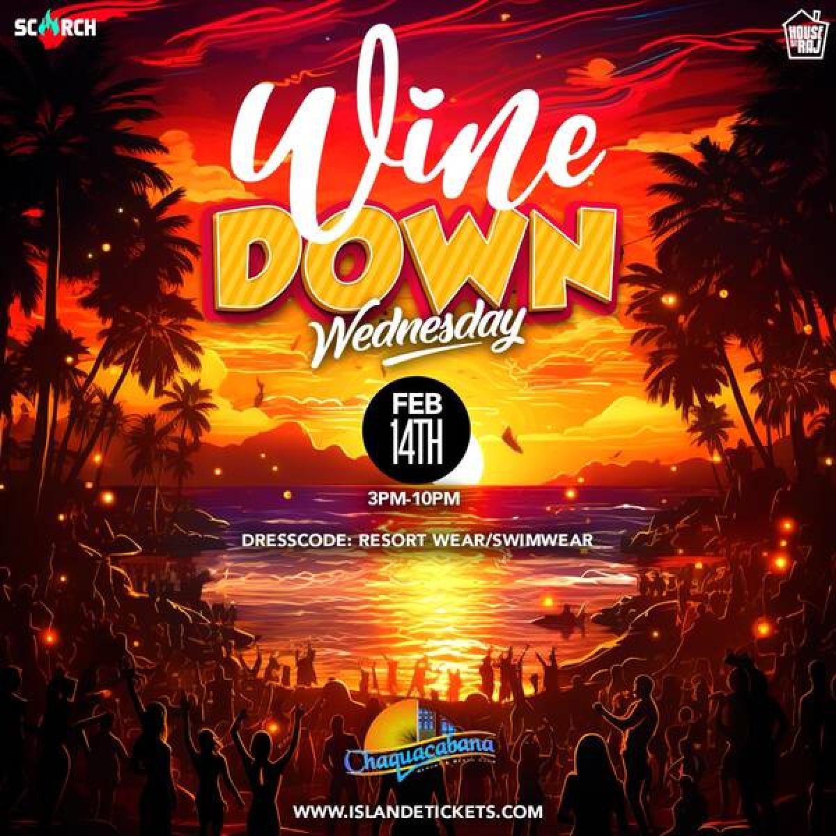 Wine Down Wednesday flyer or graphic.