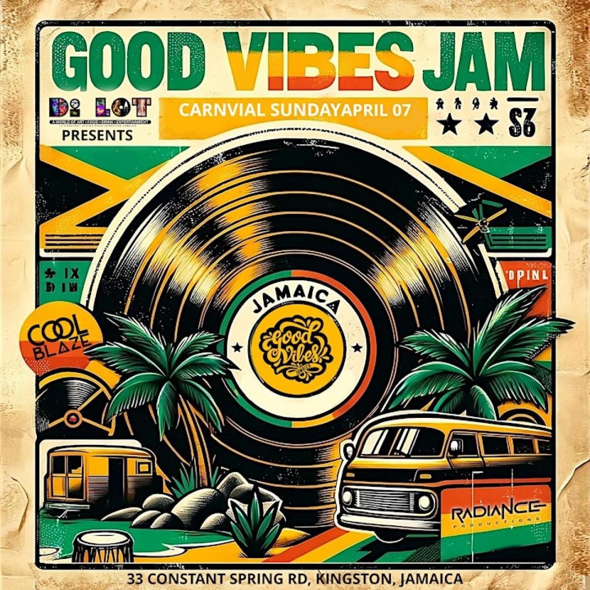 Good Vibes Jamaica Carnival  flyer or graphic.