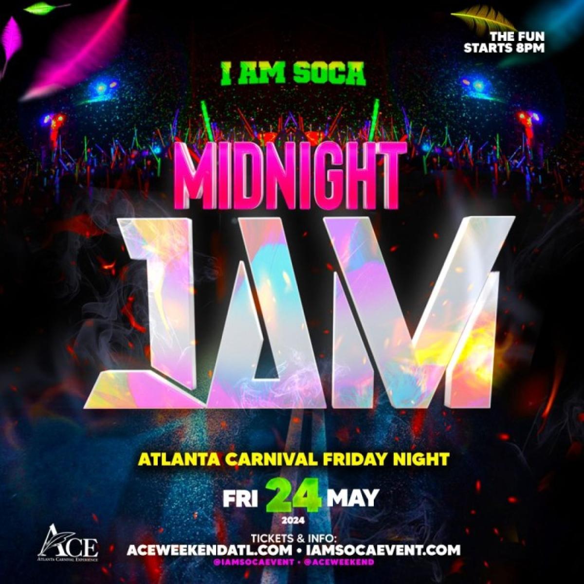 I Am Soca - Midnight Jam flyer or graphic.