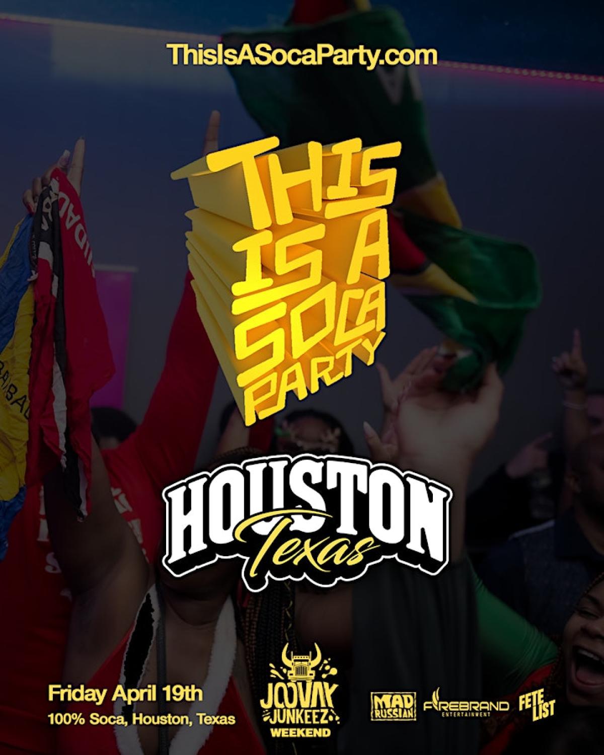 This is a SOCA Party Houston flyer or graphic.