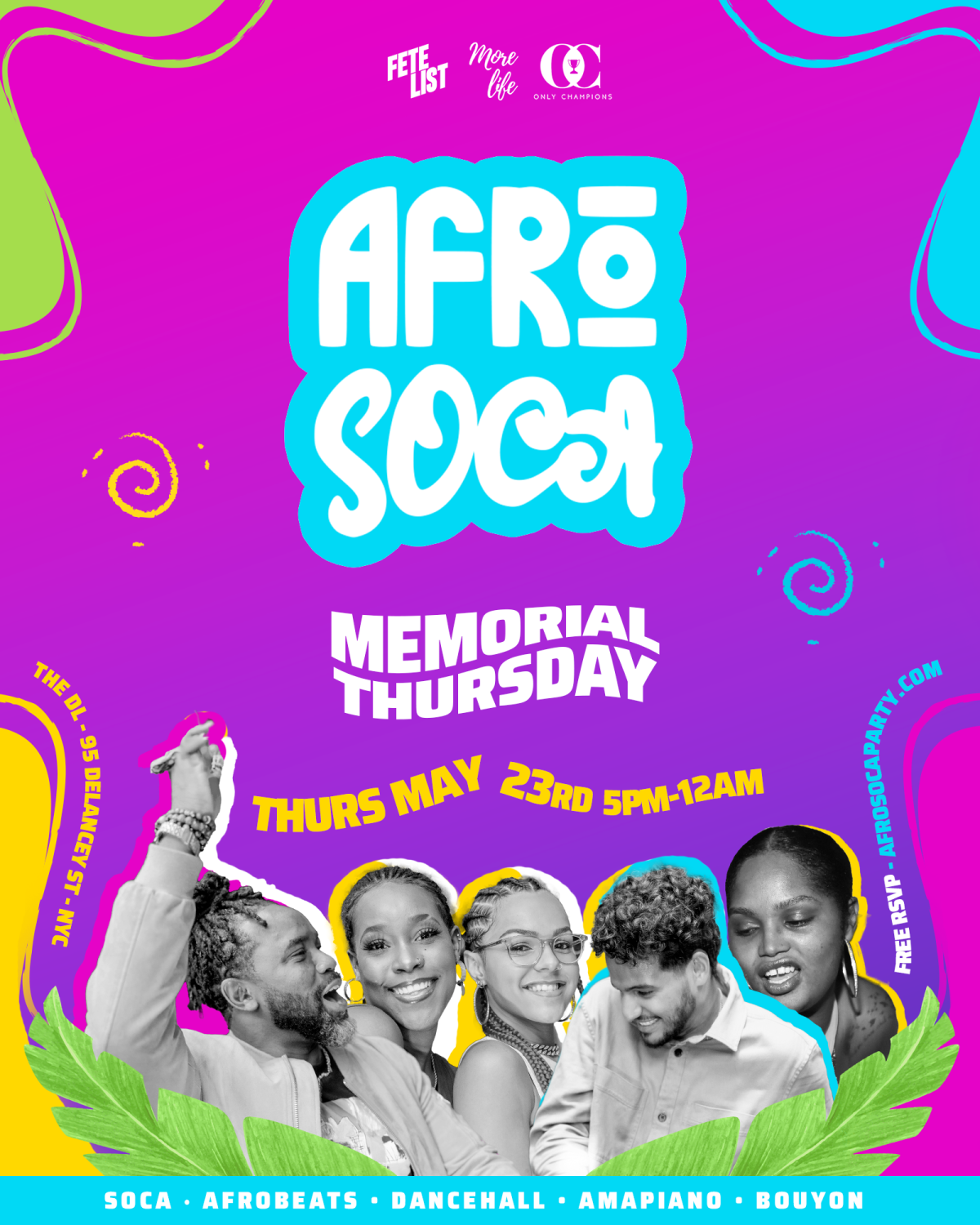Afro Soca - Memorial Thursday flyer or graphic.