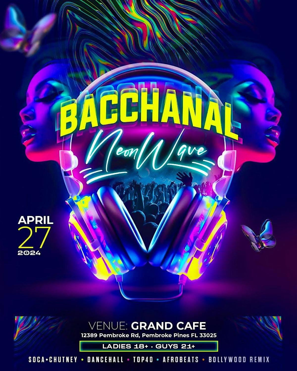 Bacchanal Neon Wave flyer or graphic.