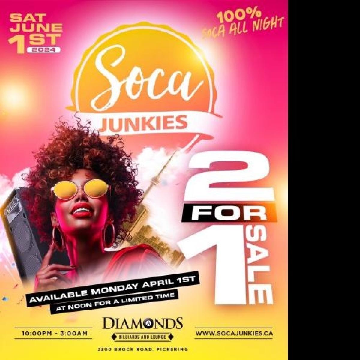 Soca Junkies  flyer or graphic.