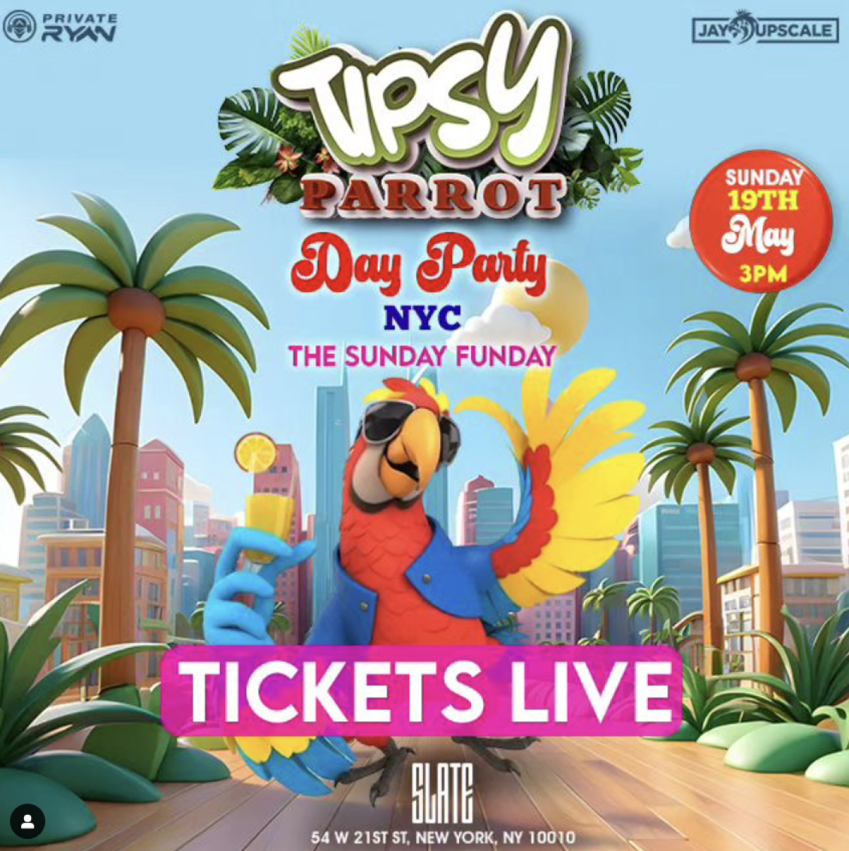 Tipsy Parrot Day Party  flyer or graphic.