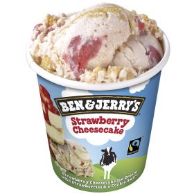 BEN & JERRY'S "STRAWBERRY CHEESECAKE" ICE CREAM TUB 465 ML