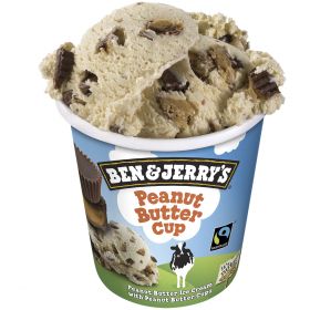 BEN & JERRY'S "PEANUT BUTTER CUP" ICE CREAM TUB 465 ML