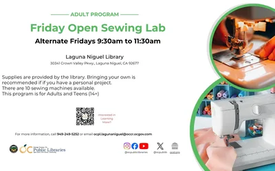 Open Sewing Lab For Teens and Adults