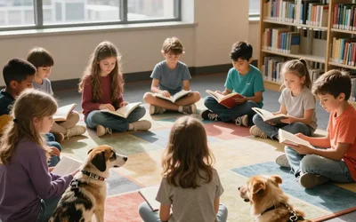 Children Reading to Dogs